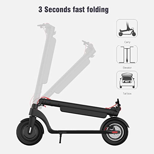 FRIKE E-Scooter Plegable 350W Scooter Eléctrico Adultos Batería Extraíble Pedal Ensanchado LED 3 Modos Velocidad Motor Neumáticos Sólidos 10 Pulgadas Scooter Eléctrico(Color:Negro)