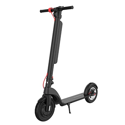 FRIKE E-Scooter Plegable 350W Scooter Eléctrico Adultos Batería Extraíble Pedal Ensanchado LED 3 Modos Velocidad Motor Neumáticos Sólidos 10 Pulgadas Scooter Eléctrico(Color:Negro)