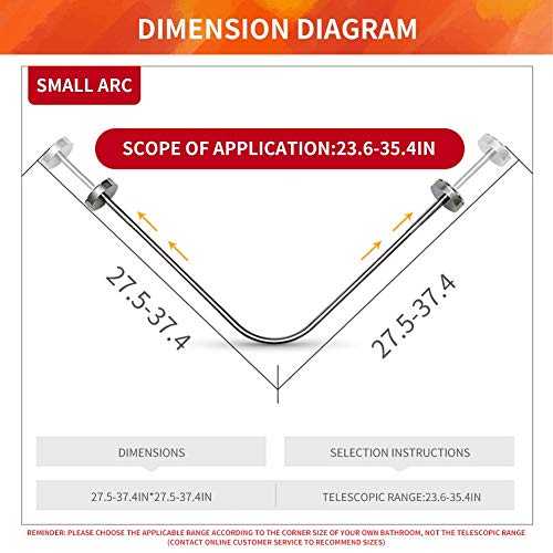 FuAo Barra de Cortina de Ducha Curvada con Cortina de Ducha y Gancho Barra de Ducha Extensible 304 Acero Inoxidable para Bañera y Baño, Pulido A