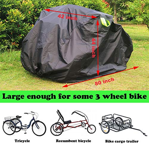 FUCNEN Funda Bicicleta Exterior Impermeable para 3 Bicicletas Cubre bicis Exterior Resistente Oxford 210D Antipolvo/protección UV para Bicicletas de montaña/Carretera/Bicicleta 3 Ruedas, Funda Bici L