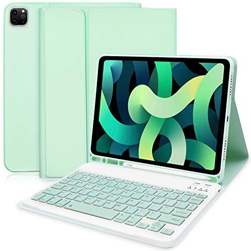 Funda con Teclado para iPad Air 4 (2020, 10,9) - Funda Inteligente Delgada con Teclado Bluetooth Desmontable para iPad 10,9 2020/iPad Pro 11 2020/2018 (Verde)