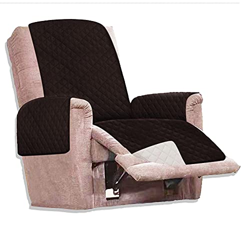 Funda Cubre sofá Reversible - 1 Plaza - Funda para Sillón Relax - Protector sofá Acolchado para Mascotas y Manchas - Funda pelos Mascota sillón o sofá. (Marrón)