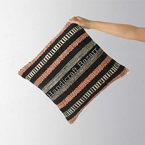 Funda de cojín de lana kilim, de Handicraft Bazarr, de 45,7 x 45,7 cm, con patrón tradicional de kilim, de lana rústico y anudada a mano, para decoración del suelo, de Amazon