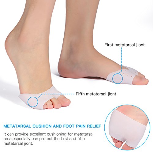 Funda de Gel para los Dedos de los Pies con protección para el antepié, Almohadillas Metatarsales soporte para pies con, cubierta protectora del pie de ballet para Zapatos de Tacón Alto