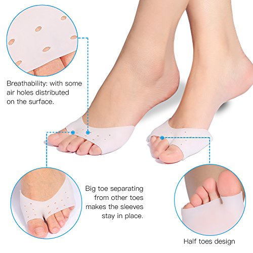 Funda de Gel para los Dedos de los Pies con protección para el antepié, Almohadillas Metatarsales soporte para pies con, cubierta protectora del pie de ballet para Zapatos de Tacón Alto