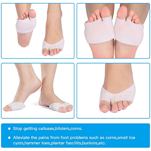 Funda de Gel para los Dedos de los Pies con protección para el antepié, Almohadillas Metatarsales soporte para pies con, cubierta protectora del pie de ballet para Zapatos de Tacón Alto