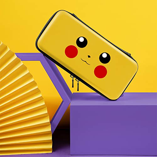 Funda de Pikachu para Switch Lite, Carcasa de Transporte de Pokemon Go Pikachu para Switch Lite, Pack de Estuche y Almacenamiento Portátil Rígida para Switch Lite Case [Armarillo]