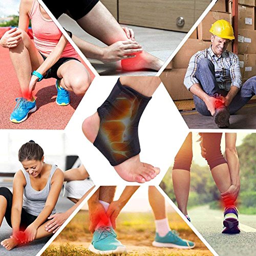 Funda estabilizadora ajustable con soporte para tendinitis peroneal correr, fútbol, voleibol, gimnasia, alivio del dolor, esguinces y recuperación para hombres y mujeres, paquete de 2