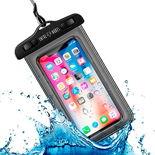 Funda Impermeable Móvil Universal IPX8 con Bolsa Sumergible Agua Estanca Acuática Playa | iPhone 12 XR XS X SE 11 9 8 7 6s Plus Samsung S20 plus A71 Xiaomi Mi 10 Huawei P30 BQ Aquaris (Negro)