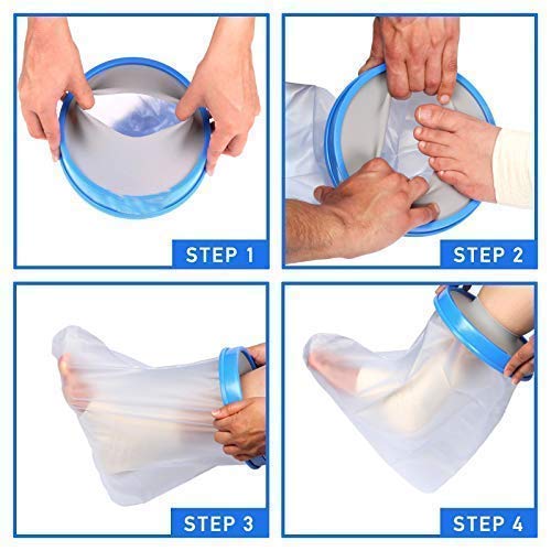 Funda impermeable para pies y tobillos de adultos para baño de ducha, protector de escayola para mantener el vendaje seco, bolsa de fundición hermética para herida, pie ortopédico, bota para adultos