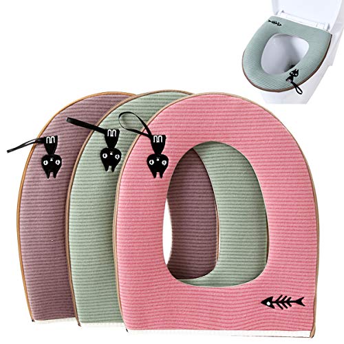 Funda para Asiento de Inodoro,ZUZER 3pcs Toilet Seat Cushion Lavable Toilet Seat Cover Toilet Seat Warmer