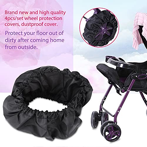 Funda Ruedas Carrito Bebe Fundas Ruedas Carro Protector Ruedas Bebe Funda Protectora de Rueda de Cochecito de 4 Piezas Fundas Protectoras a Prueba de Polvo de Neumáticos de Cochecito de Silla (S)