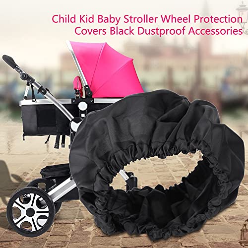 Funda Ruedas Carrito Bebe Fundas Ruedas Carro Protector Ruedas Bebe Funda Protectora de Rueda de Cochecito de 4 Piezas Fundas Protectoras a Prueba de Polvo de Neumáticos de Cochecito de Silla (S)