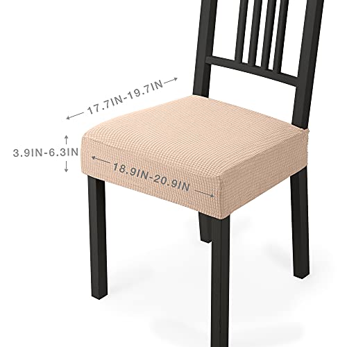 Fundas para sillas Pack de 4 Fundas sillas Comedor Fundas elásticas,Fundas de Asiento para Silla,Diseño Jacquard Cubiertas de la sillas,Extraíbles y Lavables-Decor Restaurante(Paquete de 4,Beige)-B