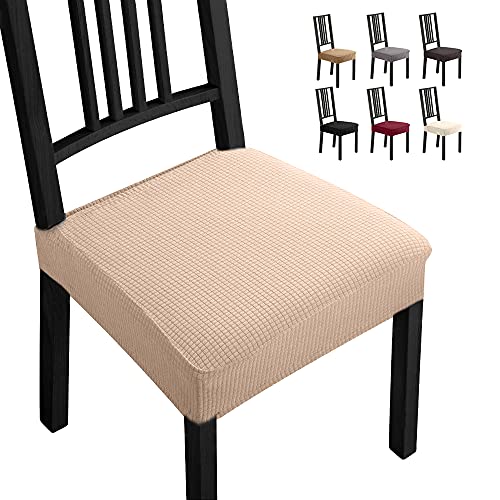 Fundas para sillas Pack de 4 Fundas sillas Comedor Fundas elásticas,Fundas de Asiento para Silla,Diseño Jacquard Cubiertas de la sillas,Extraíbles y Lavables-Decor Restaurante(Paquete de 4,Beige)-B