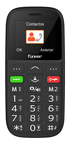 Funker C65 Easy Plus -Teléfono Móvil, Fácil De Usar para Personas Mayores con Botón SOS y Base Cargadora, Cámara De Fotos y Agenda con Fotocontactos (Negro)