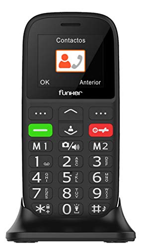 Funker C65 Easy Plus -Teléfono Móvil, Fácil De Usar para Personas Mayores con Botón SOS y Base Cargadora, Cámara De Fotos y Agenda con Fotocontactos (Negro)