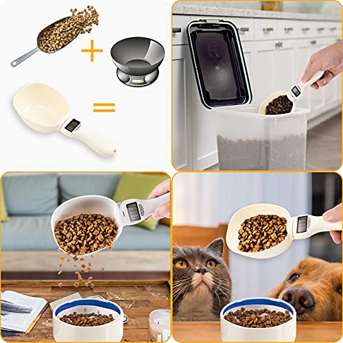 FurPaw Cuchara Medidora Digital con Pantalla LED, Cuchara Bascula Digital para Medir Alimentos hasta 800g, Electronica Taza Medidora Precision para Perros Gatos Comida, Cinco Unidades g/ml/Cup/FL/oz