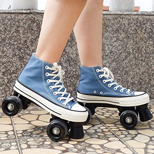 FUYY Rodillos Señoras, Scooters Patines para Niña Scooter Patines con Patines Ligeros Led 4 Ruedas Zapatos De Patinaje De Lienzo para Adultos,Black-38