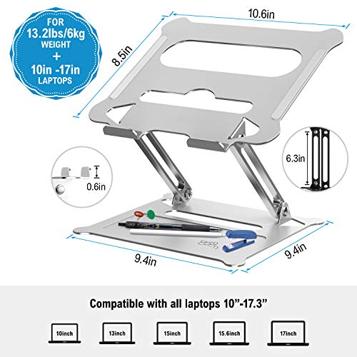 FYSMY - Soporte de ordenador portátil ergonómico con ventilación térmica para elevar el portátil, soporte para portátil de 5,9 kg, compatible con MacBook, Air, Pro todos los portátiles (Plata )