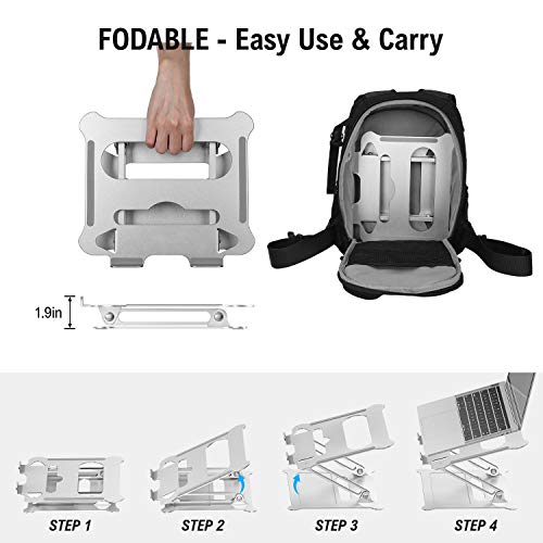 FYSMY - Soporte de ordenador portátil ergonómico con ventilación térmica para elevar el portátil, soporte para portátil de 5,9 kg, compatible con MacBook, Air, Pro todos los portátiles (Plata )