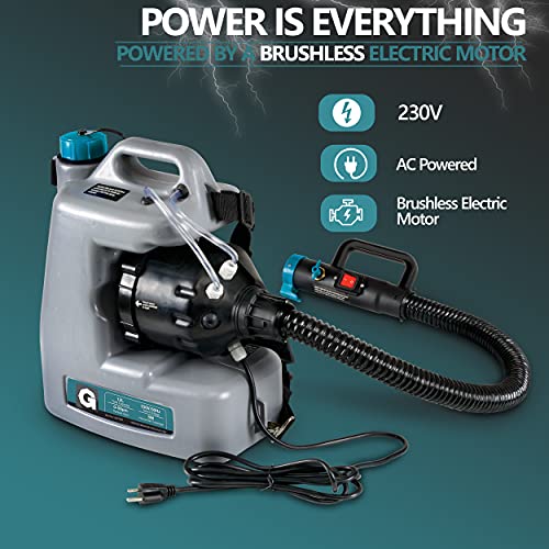 G Pulverización Máquina nebulizadora Desinfectante Mochila con cable Mist Duster 12L 1-15GPH Pulverizador de nebulización Tamaño de partícula ajustable 0-50um/Mm con manguera extendida y boquilla de