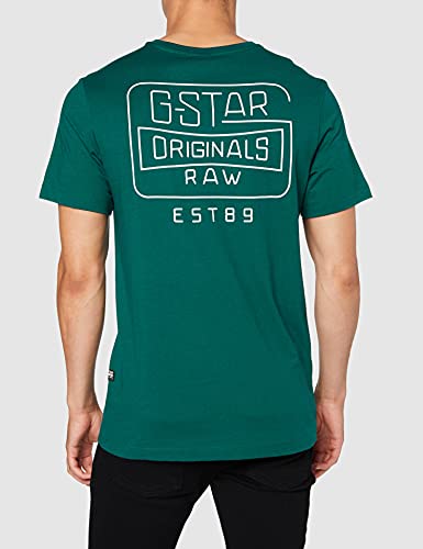 G-STAR RAW Back Logo Slim V-Neck Camiseta, Verde (Bright Laub 336-a914), L para Hombre