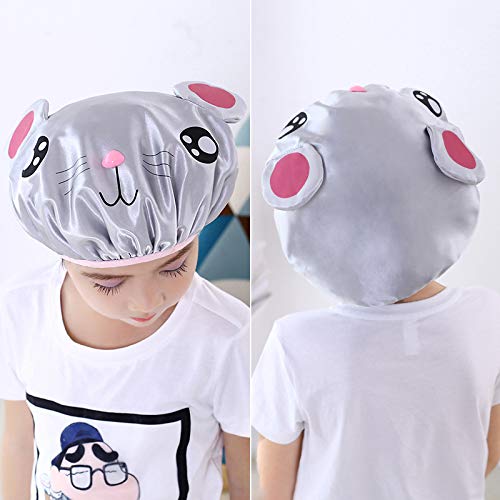 G2PLUS 2PCS Gorro de Ducha para Niños Gorro de Ducha Impermeable Kids Shower Cap Gorro de ducha de Dibujos Animados Reutilizable