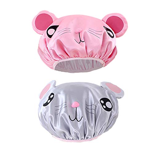 G2PLUS 2PCS Gorro de Ducha para Niños Gorro de Ducha Impermeable Kids Shower Cap Gorro de ducha de Dibujos Animados Reutilizable