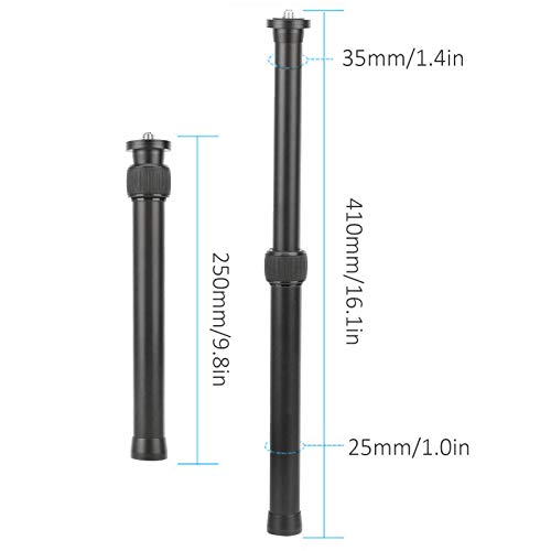 Gaeirt Extensor de Centro de trípode, Extensor de trípode de aleación de Aluminio de 2 Secciones con Tornillo de 1/4 Pulgada Tornillo de 3/8 Pulgada para trípode para Soporte