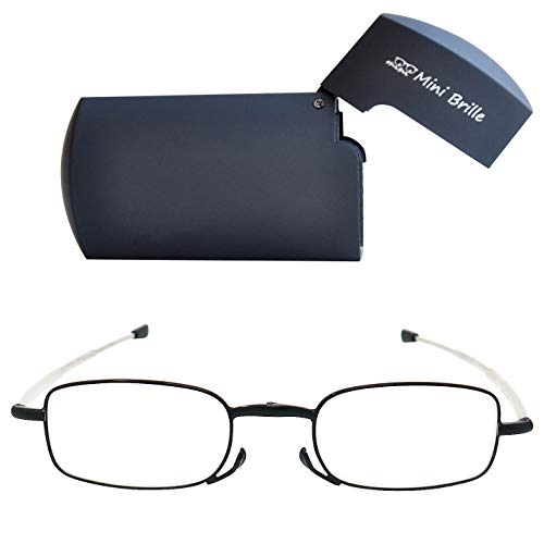 Gafas de Lectura Plegables de Metal Compactas con Patillas Telescópicas (Negra), Estuche Flip Top GRATIS, Ayuda de Lectura Para Mujeres y Hombres, Dioptrías +1.5