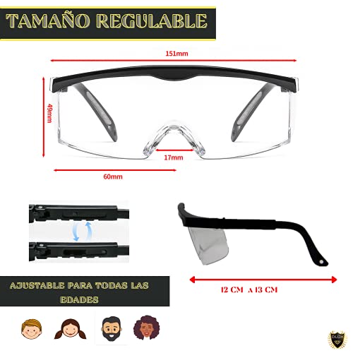 Gafas de trabajo y seguridad antipolvo, antisalpicaduras y antivaho | Gafas de proteccion para el trabajo, ya sea en el ámbito sanitario, industrial y agrícola. | Pack de 2 gafas y 1 cuerda.