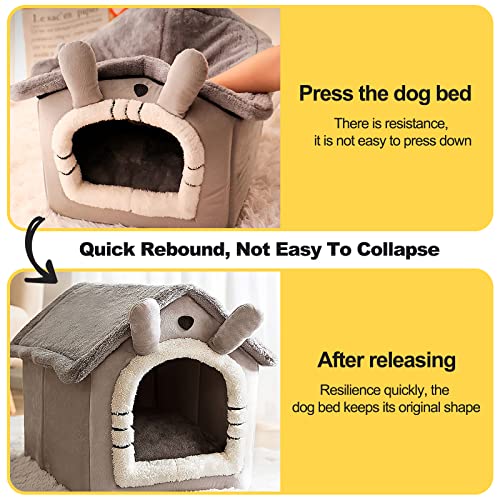 Galatée Cama De Cueva De Gato, Cama Lavable para Perros, Iglú De Felpa Cálida y Acogedora para Gatos, Casa para Mascotas Plegable, Cama para Mascotas con Fondo Antideslizante(S, Oso Pardo Oscuro)