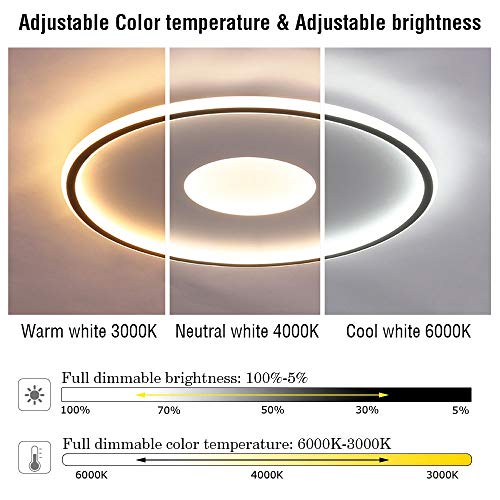 GaoHX Luz de techo LED de atenuación 3000K 6000K sin escalonamiento con control remoto 40cm / 36W Dorado