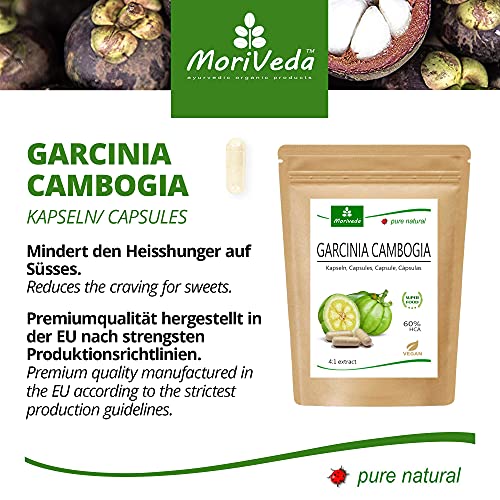 Garcinia Cambogia 90 cápsulas vegetales (extracto 4:1, 60% HCA) con calcio, bloqueador de grasa, bloqueador de grasa - sin antiaglomerantes ni estearatos (1x90)