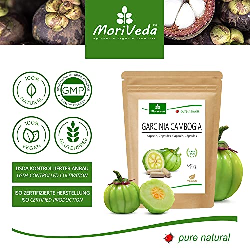 Garcinia Cambogia 90 cápsulas vegetales (extracto 4:1, 60% HCA) con calcio, bloqueador de grasa, bloqueador de grasa - sin antiaglomerantes ni estearatos (1x90)