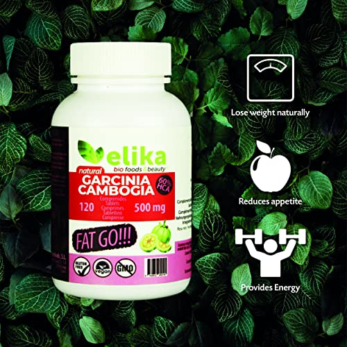 Garcinia Cambogia PLUS de Elikafoods® 100% extracto natural al 60% de HCA. 120 comprimidos vegetales de 500mg. Supresor del apetito, adelgazante, quemagrasas. Sin estimulantes artificiales.