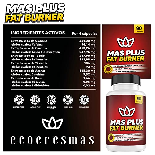 Garcinia cambogia - Termogenico quema grasa potente | Garcinia Cambogia +Té verde + Té Rojo + Guaraná | Fat Burner 90 cápsulas |Reduce el Apetito| Estimula el metabolismo