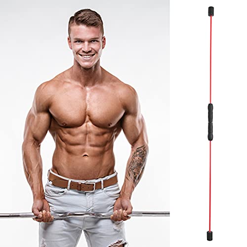 Garneck Hogar Gimnasio Barra de Fitness Vibración Entrenamiento Grasa Quemador Palo Rojo 160Cm para Brazos Hombros Abdominales Ejercicios Barra de Ejercicio