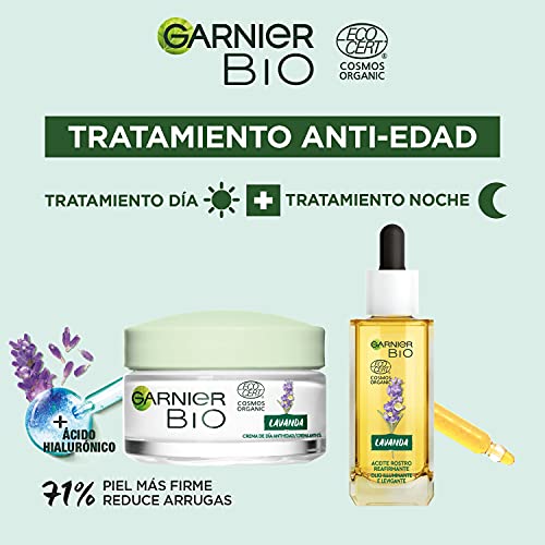 Garnier Bio Neceser Pack Anti Edad - Crema Anti Edad Regeneradora Con Acido Hialurónico 50ml + Aceite Facial Reafirmante 30ml. Edición Limitada, Gris, 2 Unidad