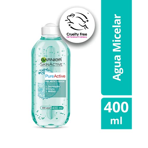 Garnier Skin Active - Pure Active Agua Micelar, Pieles Mixtas y con Imperfecciones, 400 ml