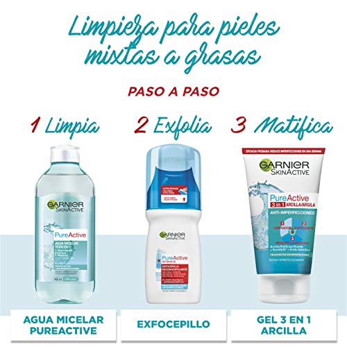 Garnier Skin Active - Pure Active Agua Micelar, Pieles Mixtas y con Imperfecciones, 400 ml