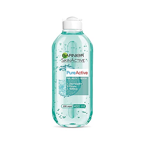 Garnier Skin Active - Pure Active Agua Micelar, Pieles Mixtas y con Imperfecciones, 400 ml