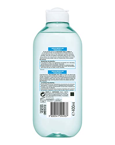 Garnier Skin Active - Pure Active Agua Micelar, Pieles Mixtas y con Imperfecciones, 400 ml