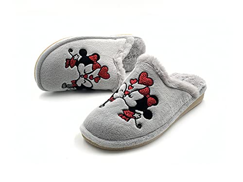 Garzon P470.247 Zapatilla DE CASA EN Chancla Mickey&Minnie Gris Mujer Talla: 39