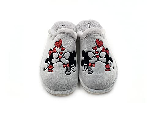 Garzon P470.247 Zapatilla DE CASA EN Chancla Mickey&Minnie Gris Mujer Talla: 39