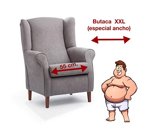 Gasten a gusto Butaca XXL para Personas con sobrepeso (Medidas: 89 * 81 * 114 cm) Tapizado en Gris (Antimanchas)