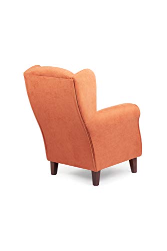 Gasten a gusto Sillón Clasico orejero Silla con Brazos y apoya-Cabeza. Madera Cereza (Medidas: 100 * 74 * 77 cm) Tela Antimanchas: para Personas Mayores o geriátrico. (Naranja)