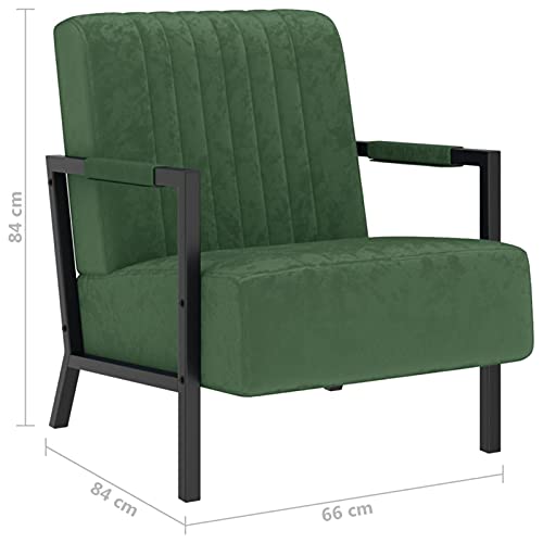 Gawany Sillón de Terciopelo Sillón de Salón Sillón Relajante Cómodo Sillón Sala de Estar o Dormitorio Verde Oscuro y Negro 66 x 84 x 84 cm