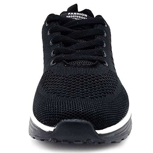 GAXmi Zapatillas Deportivas Mujer Zapatos de Malla Transpirables y Ligeros con Cordones y Cojín de Aire para Running Fitness Negro 36 EU (Etiqueta 37)